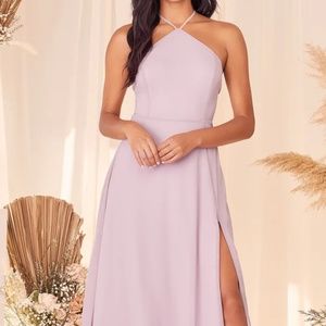 Magic in the Air Lilac Lace-Up Maxi Dress
